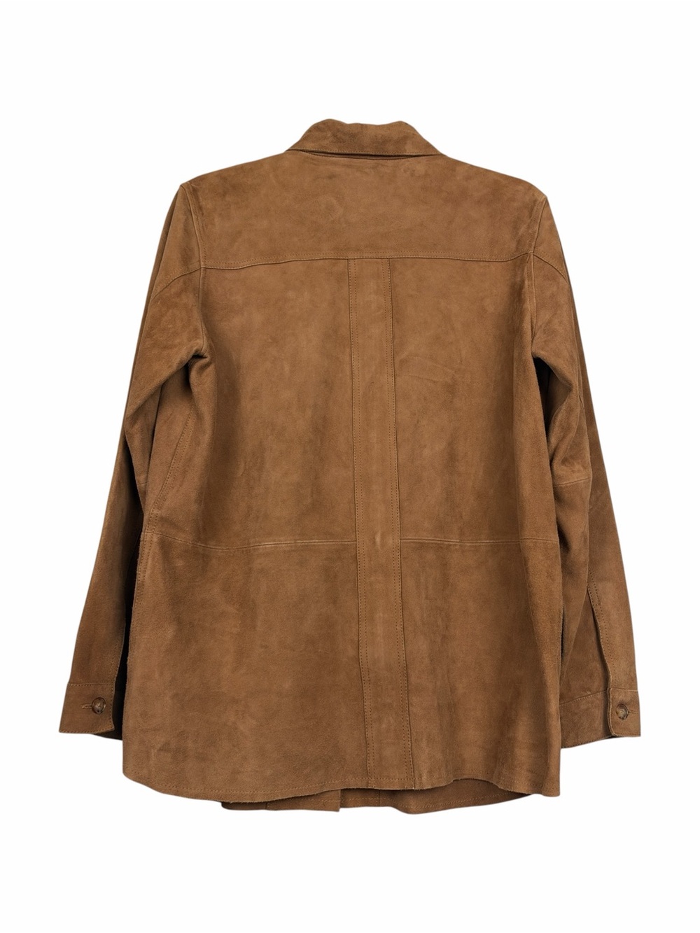 Sézane Will Suede Tan Goat Leather Button Jacket - Picture 4 of 7